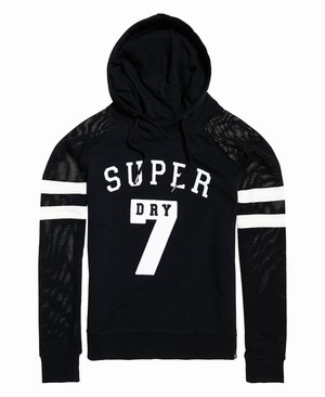 Superdry College Drop Női Kapucnis Pulóver Fekete | NXVFR1270